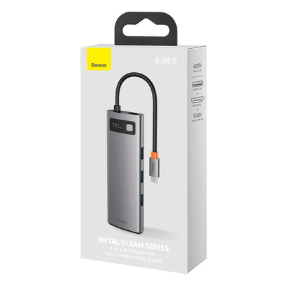 Baseus Hub USB-C, 3 x USB-A 3.0 - 1 x USB-C - 1 x HDMI - 1 x SD - 1 x microSD - RJ45, Gris CAHUB-CV0G