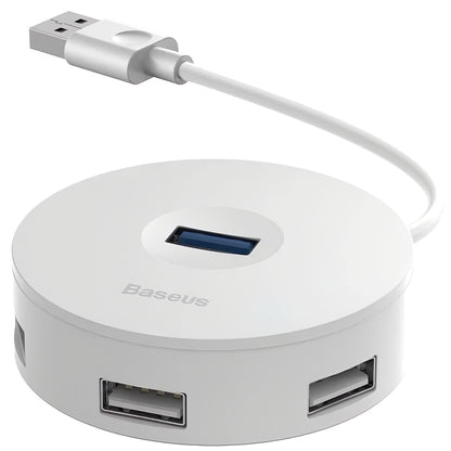 Baseus Hub USB rond, 3 x USB-A - 1 x USB-A 3.0, 0.1m, blanc CAHUB-F02 