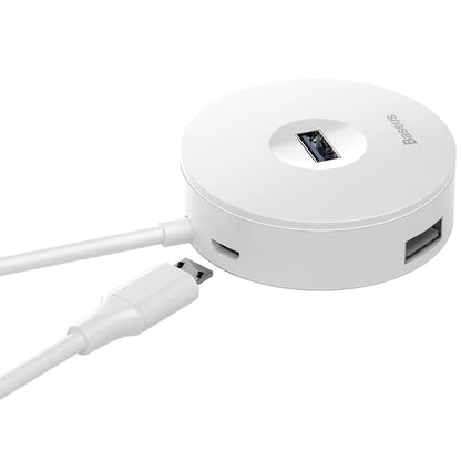 Baseus Hub USB rond, 3 x USB-A - 1 x USB-A 3.0, 0.1m, blanc CAHUB-F02 