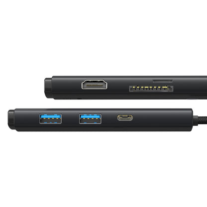 Hub USB-C Baseus, 2 x USB-A 3.0 - 1 x USB-C - 1 x HDMI - 1 x SD - 1 x microSD, Noir WKQX050001