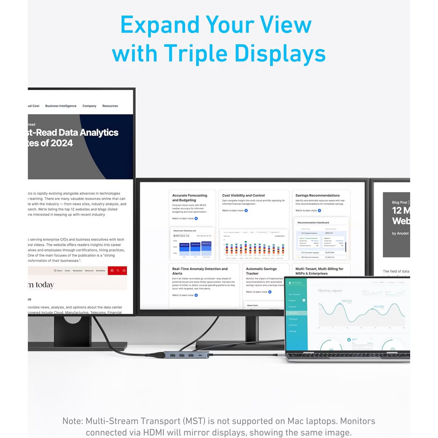 Hub USB-C Anker, 3 x USB-A 3.0 - 2 x USB-C - 2 x HDMI - 1 x VGA, Gris A83790A2