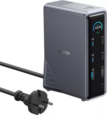 Hub USB-C Anker Prime 737, 2 x USB-A 3.0 - 3 x USB-A - 5 x USB-C - 2 x HDMI - 1 x Jack 3.5mm - 1 x RJ45, Noir A83B63A1