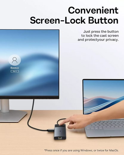 Hub USB-C Baseus Dual Display, 1 x USB-A 3.0 - 2 x USB-A - 2 x USB-C - 2 x HDMI - 1 x RJ45 - 1 x SD - 1 x microSD, Noir B00061800123-01