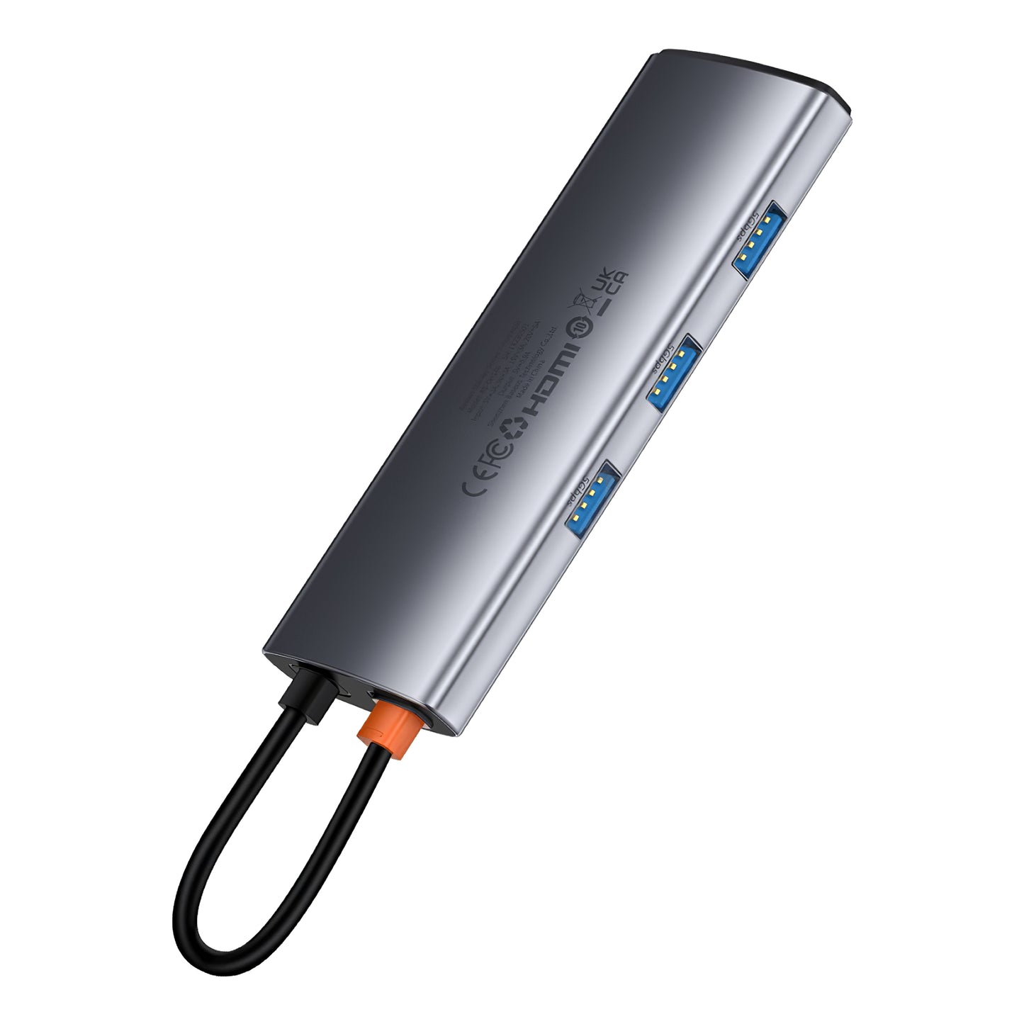 Baseus Joystar USB-C Hub, 3 x USB-A 3.0 - 1 x USB-C - 1 x HDMI - 1 x SD - 1 x microSD, Argent B0003070881111-00 