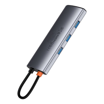 Baseus Joystar USB-C Hub, 3 x USB-A 3.0 - 1 x USB-C - 1 x HDMI - 1 x SD - 1 x microSD, Argent B0003070881111-00 