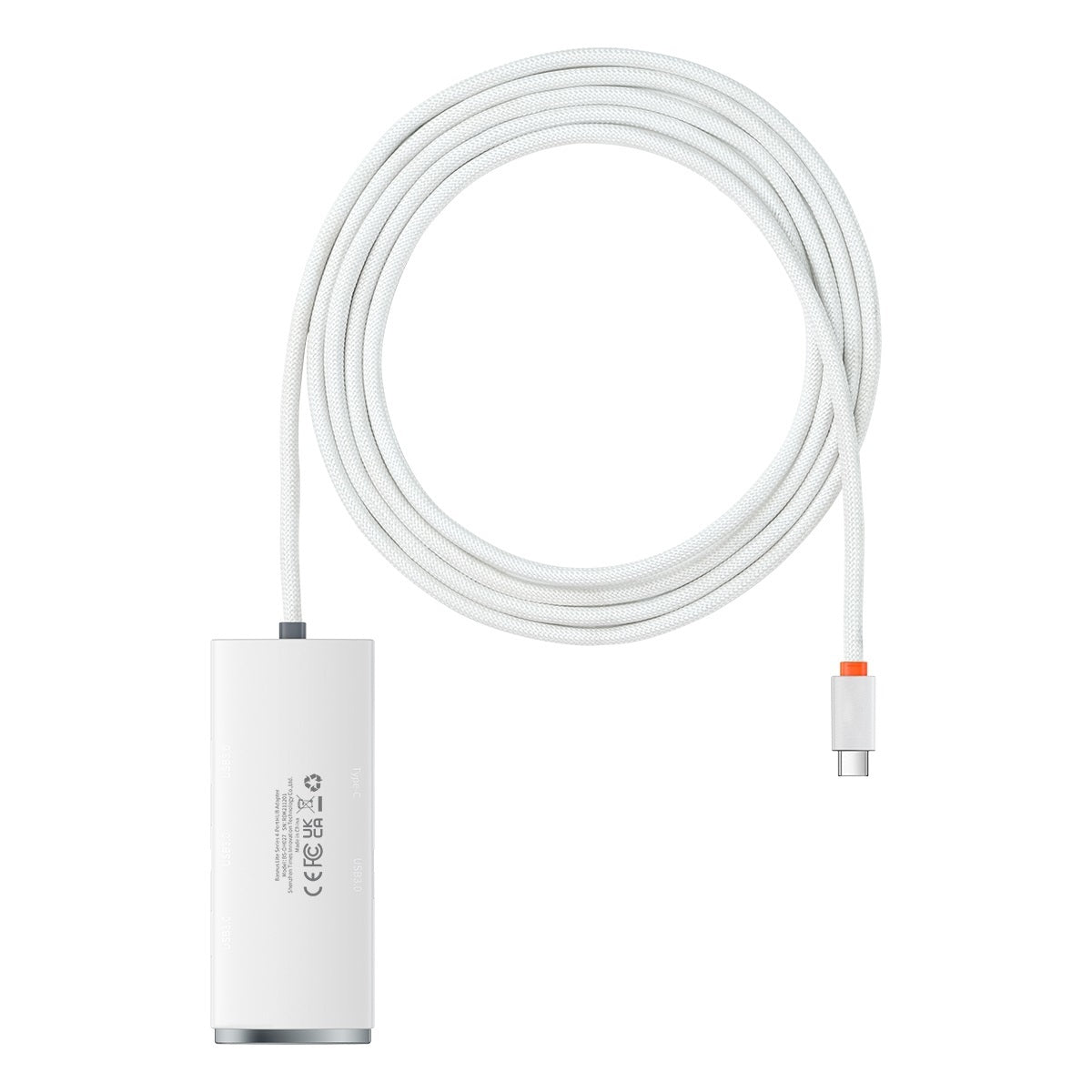 Hub USB-C Baseus Lite, 4 x USB-A 3.2, 2m, Blanc
