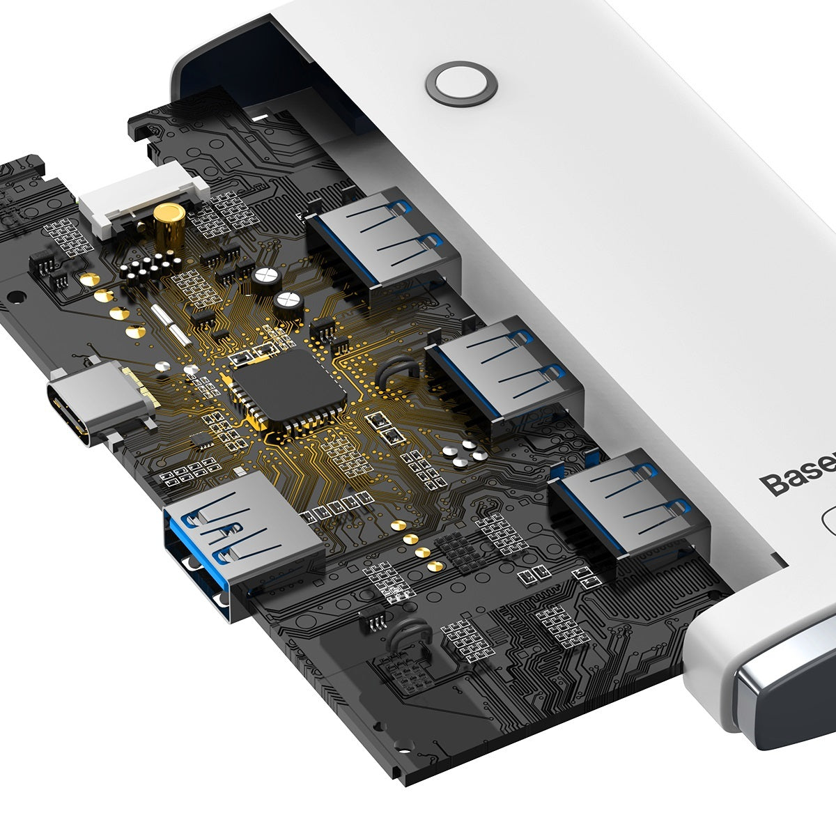 Hub USB-C Baseus Lite, 4 x USB-A 3.2, 2m, Blanc