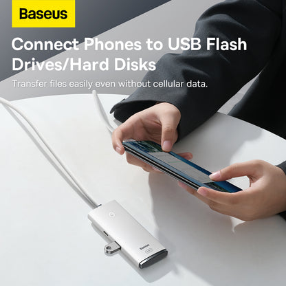 Hub USB-C Baseus Lite, 4 x USB-A 3.2, 2m, Blanc