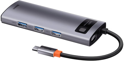 Hub USB-C Baseus Metal Gleam, 3 x USB-A - 1 x USB-C - 1 x HDMI, Gris WKWG020013 