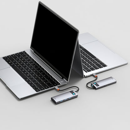 Hub USB-C Baseus Metal Gleam, 3 x USB-A - 1 x USB-C - 1 x HDMI, Gris WKWG020013 