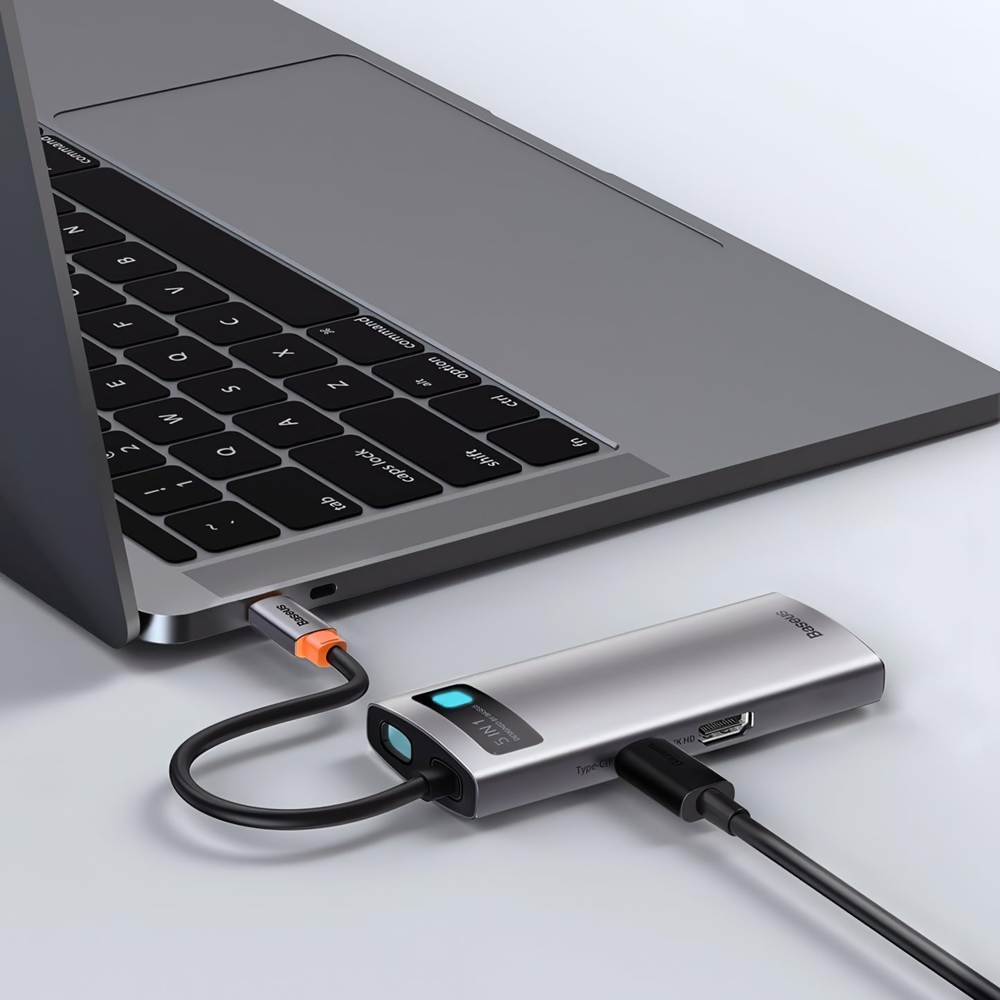 Hub USB-C Baseus Metal Gleam, 3 x USB-A - 1 x USB-C - 1 x HDMI, Gris WKWG020013 