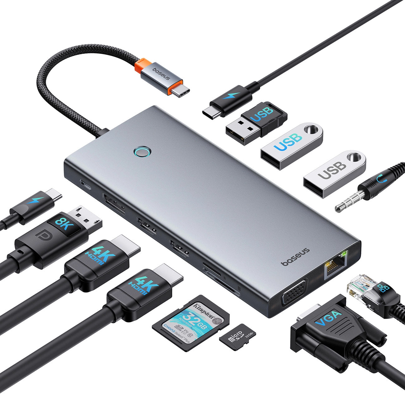 Baseus PortalJoy Series Hub USB-C, 13in1, Gris B00053002811-01