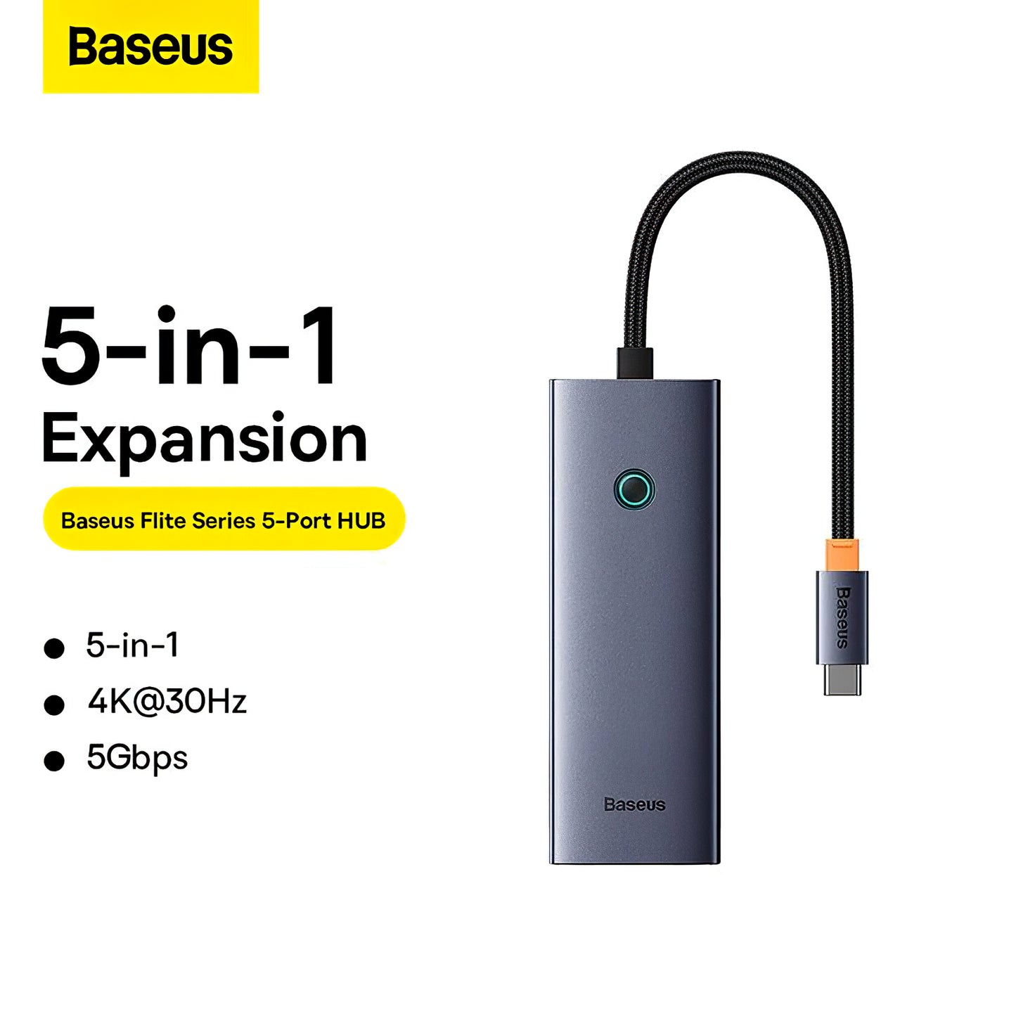 Baseus UltraJoy Hub USB-C, 4 x USB-A 3.0 - 1 x HDMI, Gris B00052809813-00 