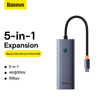 Baseus UltraJoy Hub USB-C, 4 x USB-A 3.0 - 1 x HDMI, Gris B00052809813-00 