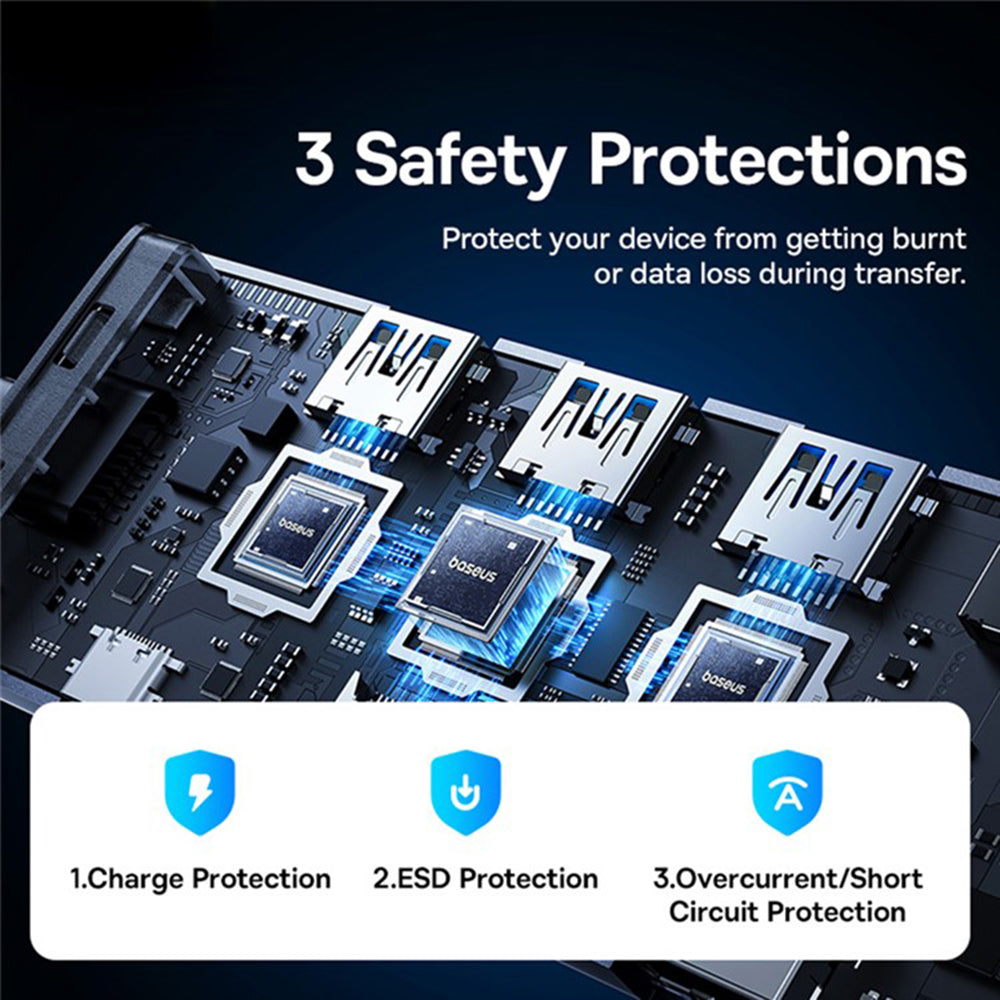 Hub USB-C Baseus UltraJoy, 4 x USB-A 3.0 - 1 x USB-C - 1 x HDMI - 1 x VGA, Gris B00052803811-01