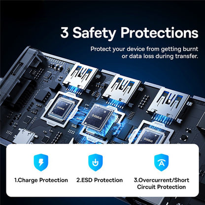 Hub USB-C Baseus UltraJoy, 4 x USB-A 3.0 - 1 x USB-C - 1 x HDMI - 1 x VGA, Gris B00052803811-01