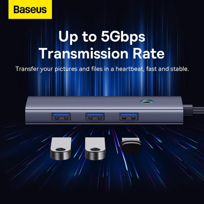 Baseus UltraJoy Hub USB-C, 3 x USB-A 3.0 - 1 x USB-C - 1 x HDMI - 1 x RJ45, Gris B00052807813-00 