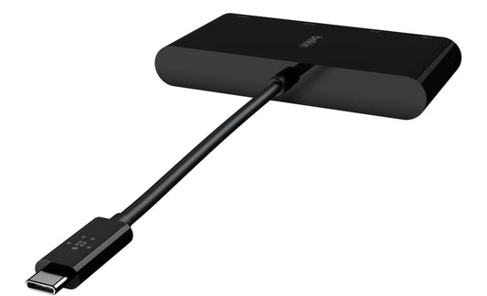 Hub USB-C Belkin Connect, 1 x USB-A 3.0 - 1 x HDMI - 1 x VGA - 1 x RJ45, Noir AVC005btBK