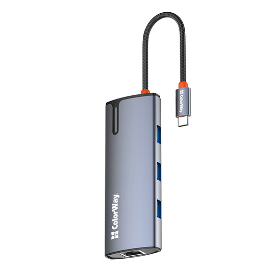 Hub USB-C ColorWay CW-HUB02, 6en1, Argenté