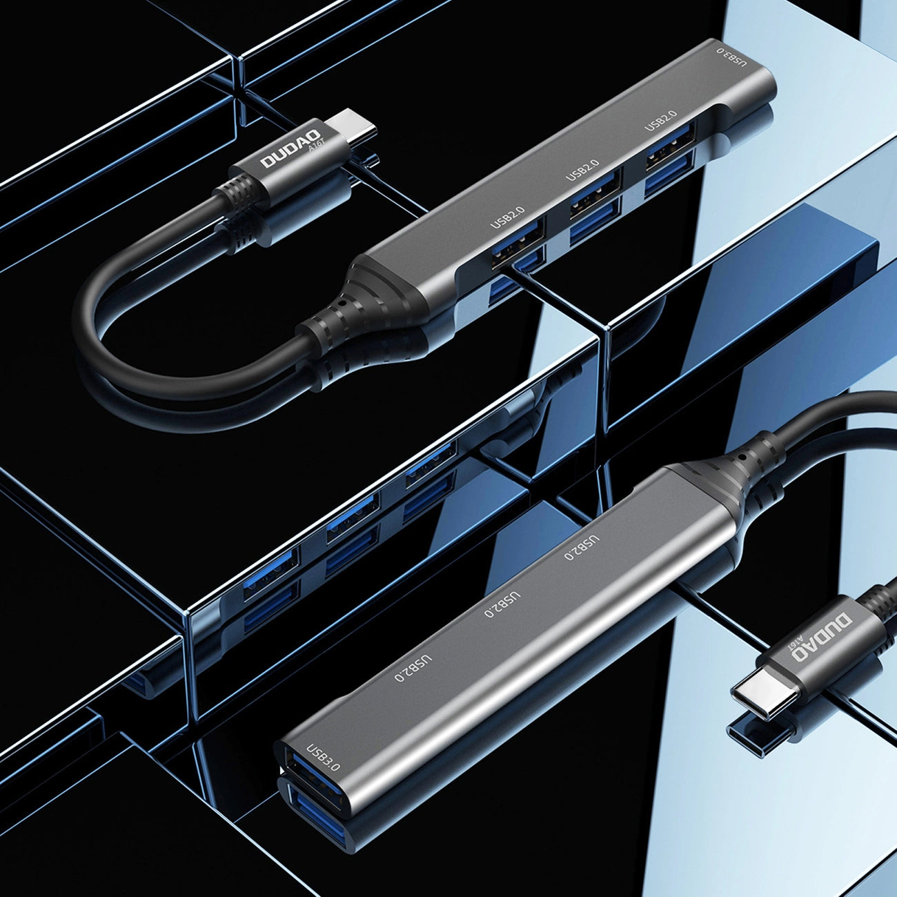 Hub USB-C Dudao A16T, 1 x USB-A 3.0 - 3 x USB-A, Noir