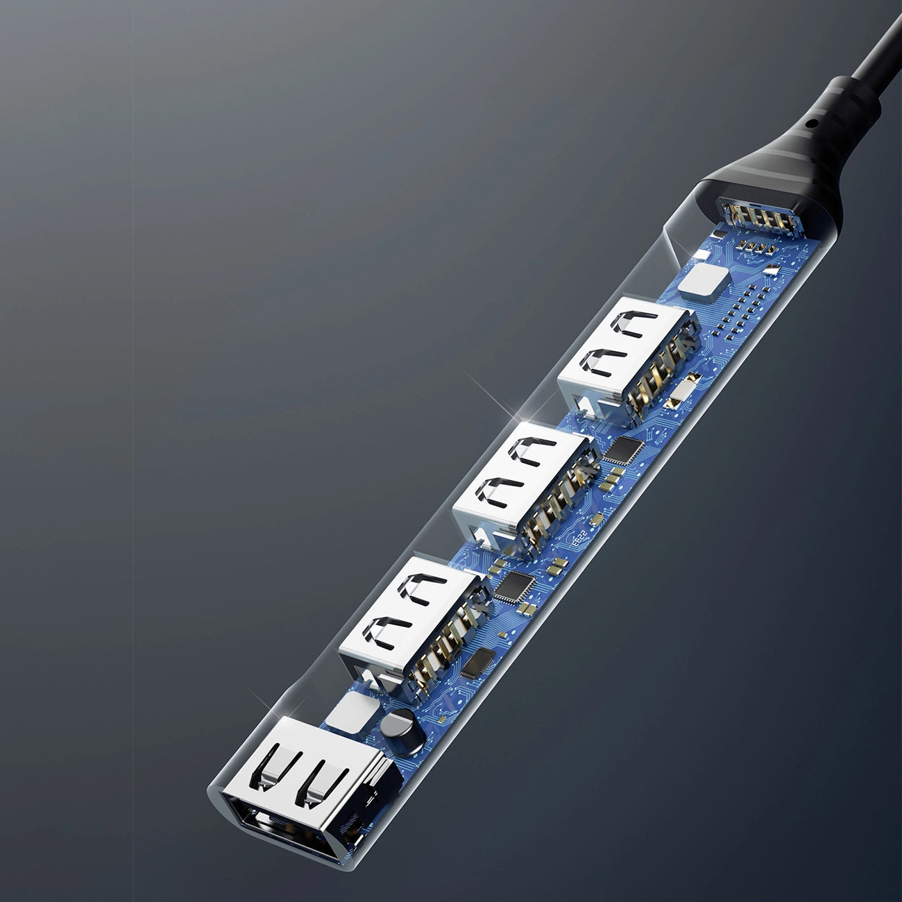 Hub USB-C Dudao A16T, 1 x USB-A 3.0 - 3 x USB-A, Noir