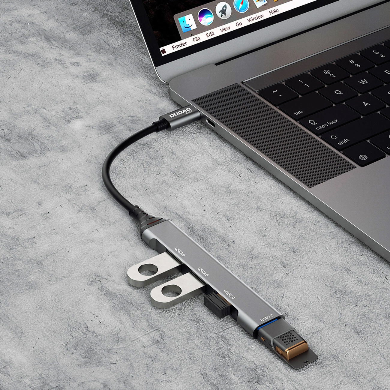 Hub USB-C Dudao A16T, 1 x USB-A 3.0 - 3 x USB-A, Noir