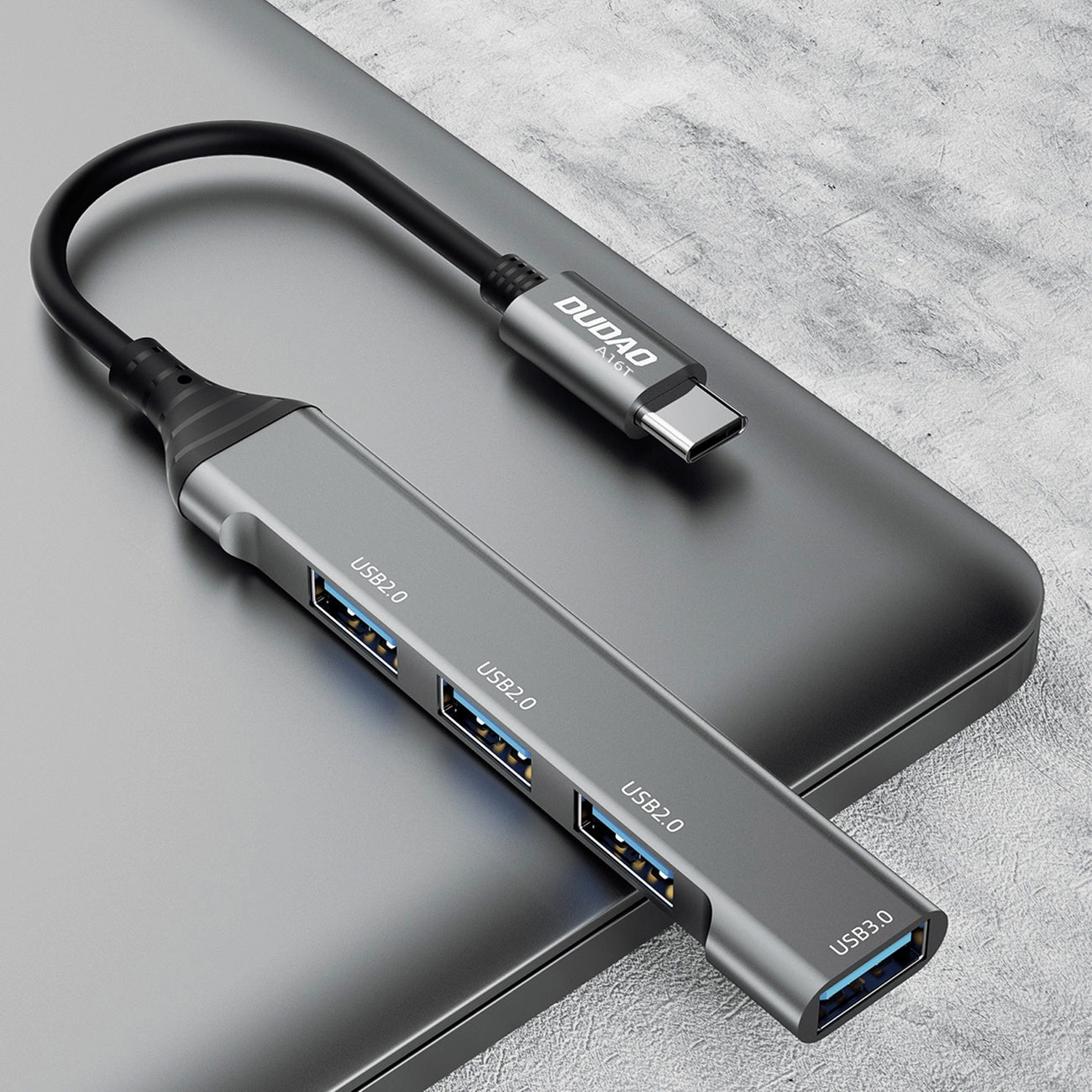 Hub USB-C Dudao A16T, 1 x USB-A 3.0 - 3 x USB-A, Noir
