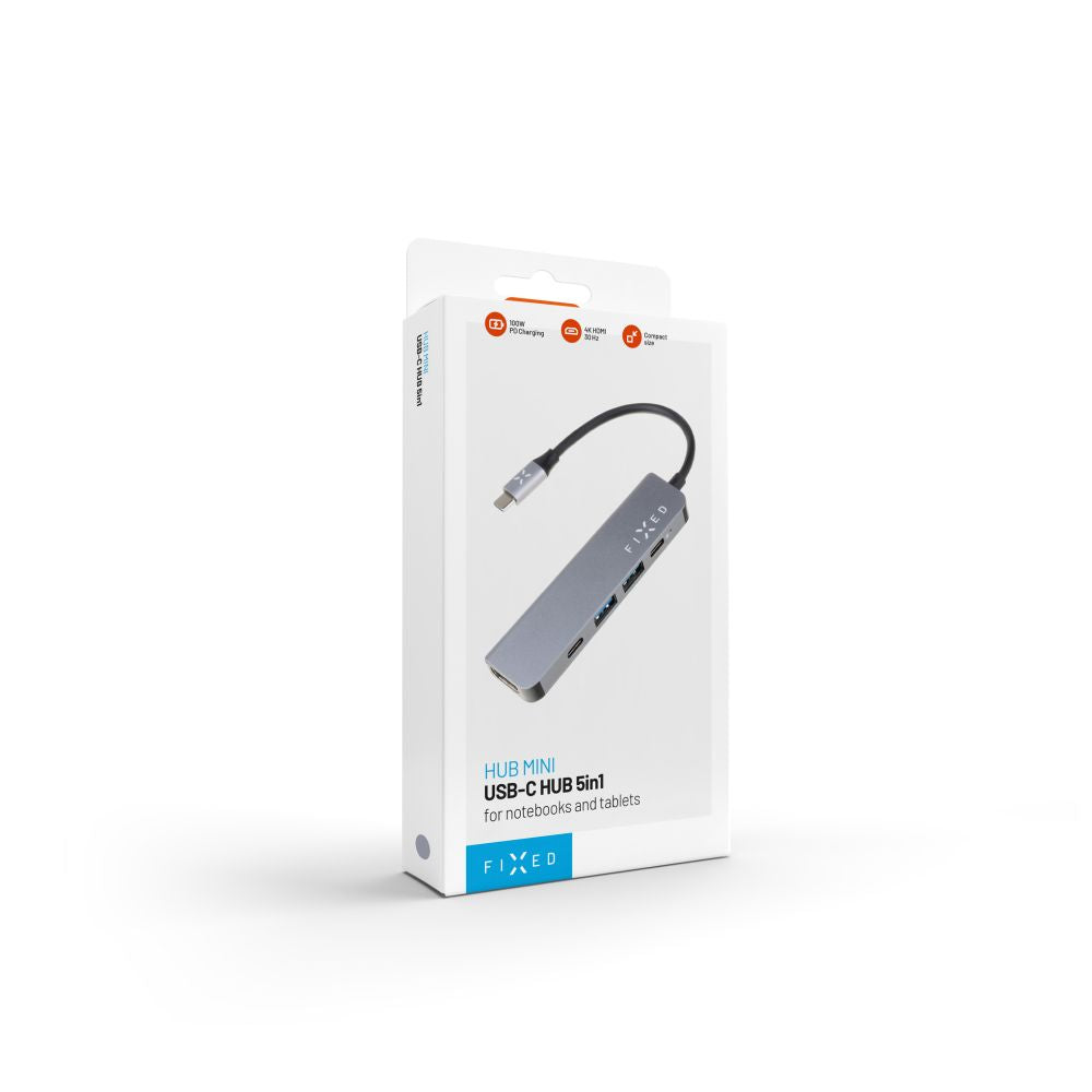 Fixed USB-C Hub, 4in1, Gray