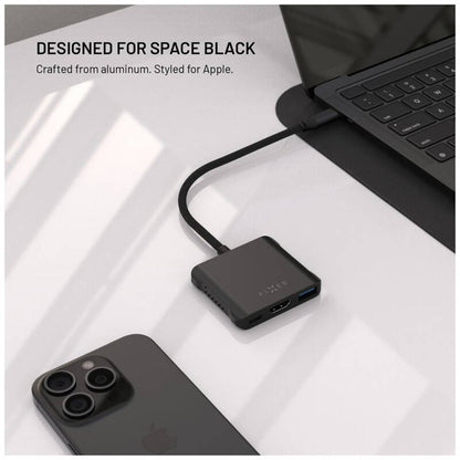 Hub USB-C Fixed Quadri, 5en1, Noir