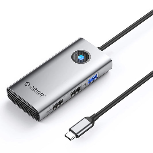 Hub USB-C Orico PW11-5P, 1 x USB-A 3.0 - 2 x USB-A - 1 x USB-C - 1 x HDMI, Gris