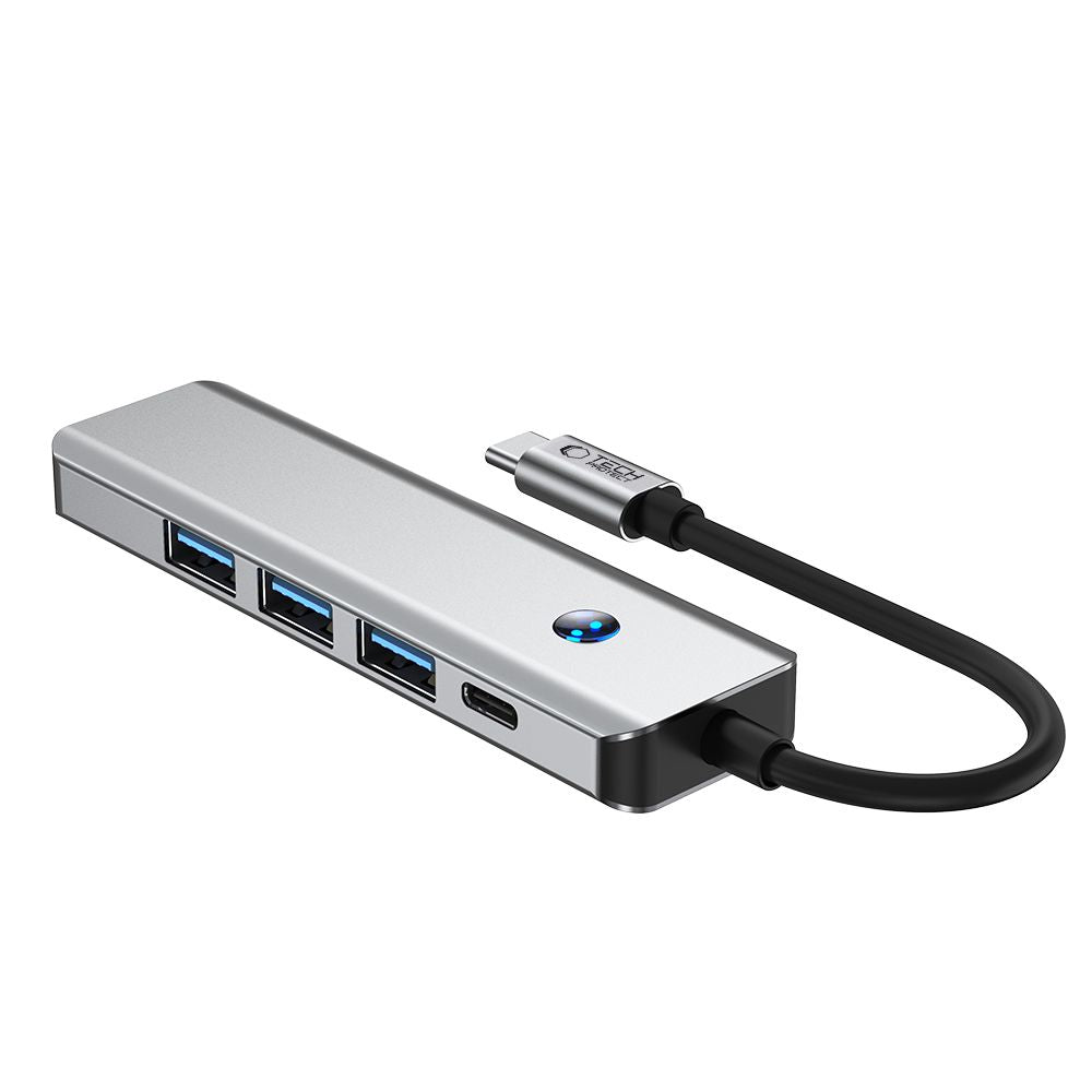 Hub USB-C Tech-Protect HB01, 1 x USB-A 3.0 - 2 x USB-A - 1 x USB-C - 1 x HDMI, Gris
