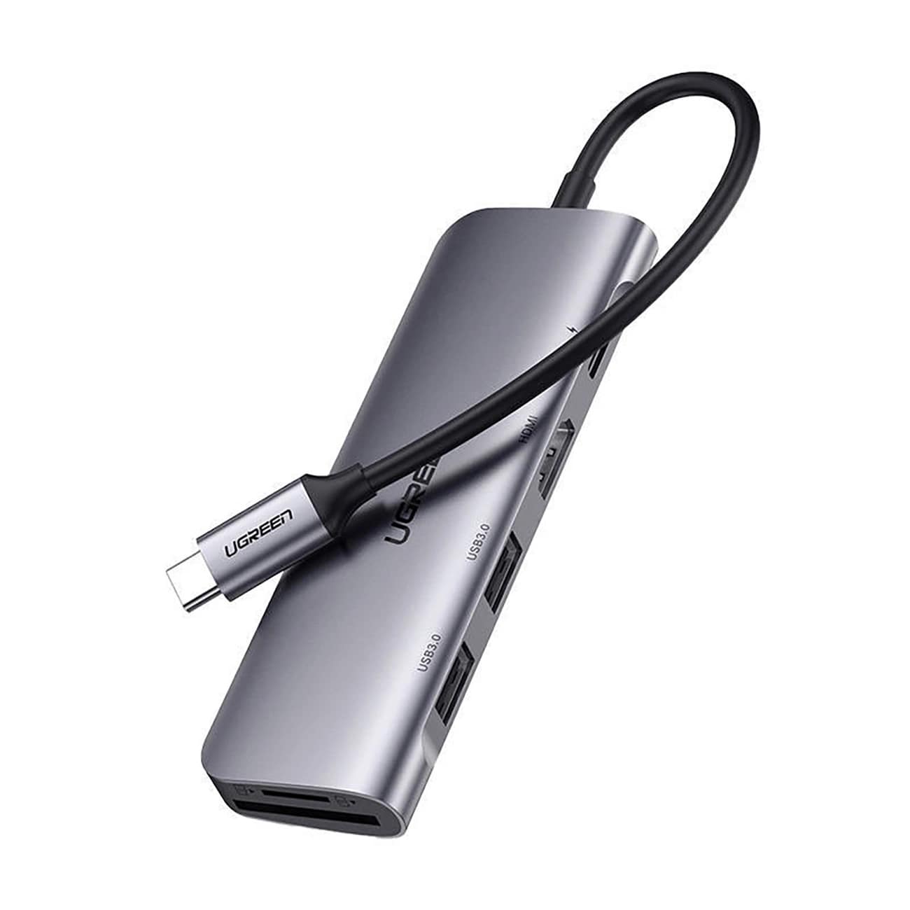Hub USB-C UGREEN CM195 (15214), 2 x USB-A 3.0 - 1 x USB-C - 1 x HDMI - 1 x SD - 1 x microSD, Gris