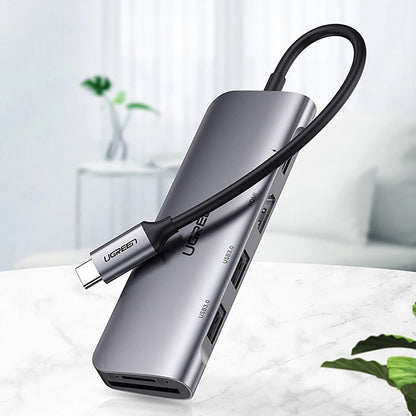 Hub USB-C UGREEN CM195 (15214), 2 x USB-A 3.0 - 1 x USB-C - 1 x HDMI - 1 x SD - 1 x microSD, Gris