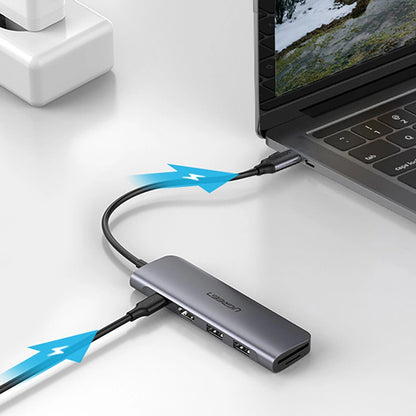 Hub USB-C UGREEN CM195 (15214), 2 x USB-A 3.0 - 1 x USB-C - 1 x HDMI - 1 x SD - 1 x microSD, Gris