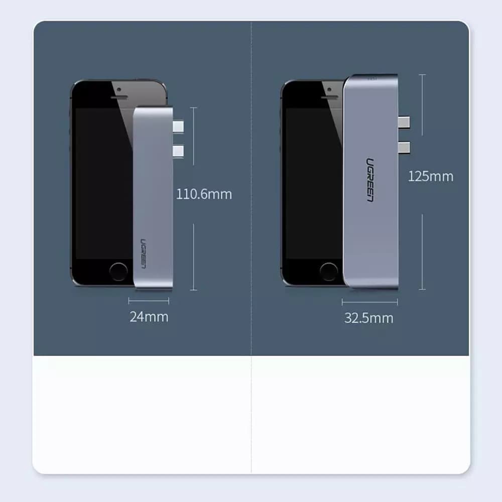 Hub USB-C UGREEN CM251 pour Apple MacBook Pro / Air, 3 x USB-A 3.0 - 1 x USB-C - 1 x SD - 1 x microSD, Gris