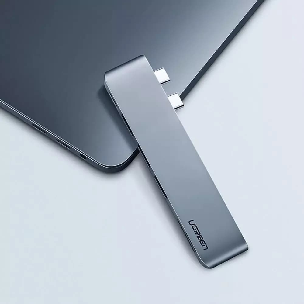 Hub USB-C UGREEN CM251 pour Apple MacBook Pro / Air, 3 x USB-A 3.0 - 1 x USB-C - 1 x SD - 1 x microSD, Gris