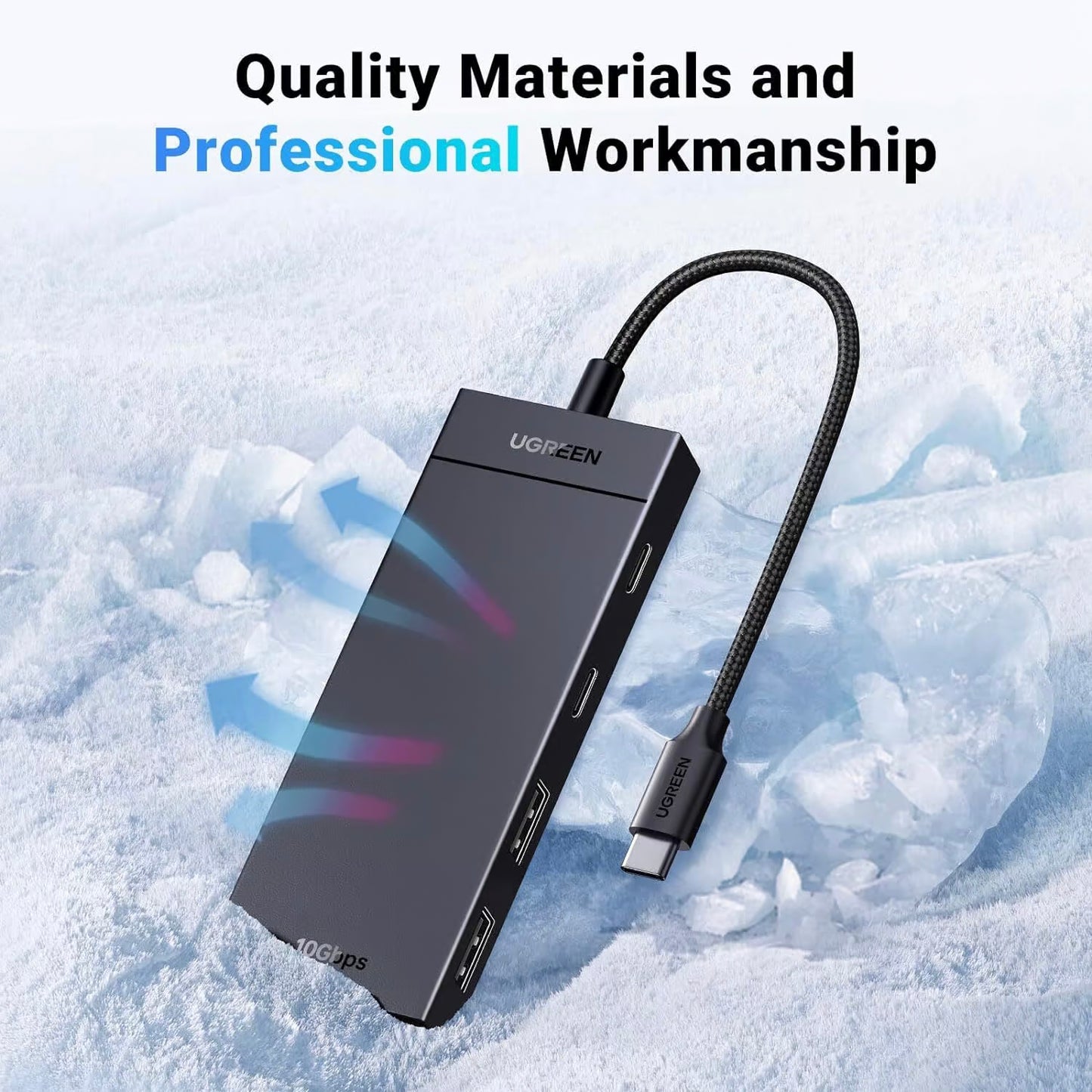Hub USB-C UGREEN CM416, 2 x USB-A 3.1 - 2 x USB-C, 0,25m, Noir