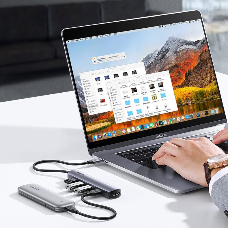 Hub USB-C UGREEN CM417, 4 x USB-A 3.2 - 1 x HDMI, Gris