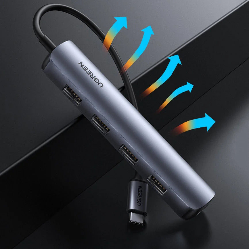 Hub USB-C UGREEN CM417, 4 x USB-A 3.2 - 1 x HDMI, Gris