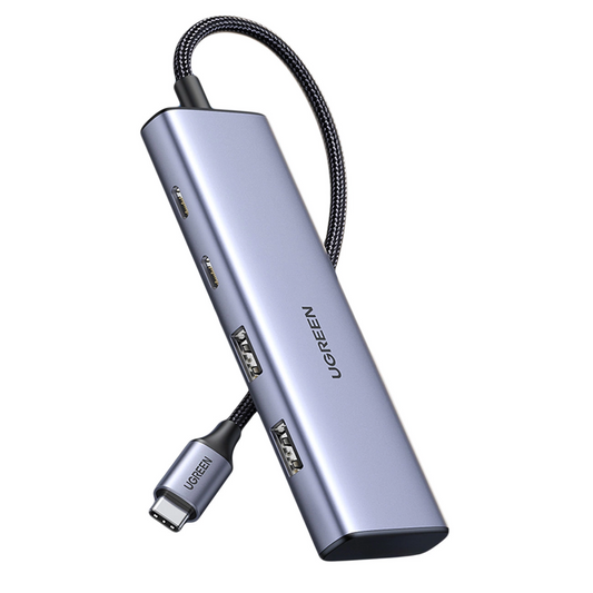 Hub USB-C UGREEN CM473, 2 x USB-A 3.0 - 2 x USB-C, 0,20 cm, Gris