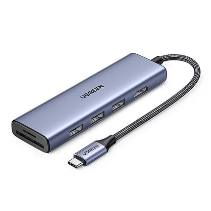 Hub USB-C UGREEN CM511 (20956A), 3 x USB-A 3.0 - 1 x HDMI - 1 x SD - 1 x microSD, Gris
