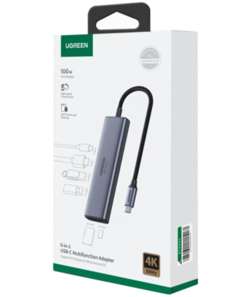 Hub USB-C UGREEN CM511 (60384), 2 x USB-A 3.0 - 1 x USB-C - 1 x HDMI - 1 x SD - 1 x microSD, Gris
