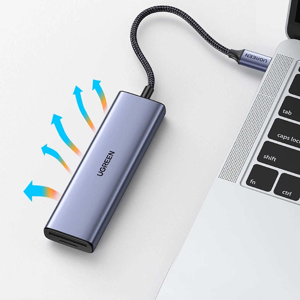 Hub USB-C UGREEN CM511 (20956A), 3 x USB-A 3.0 - 1 x HDMI - 1 x SD - 1 x microSD, Gris