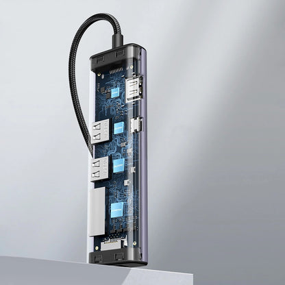 Hub USB-C UGREEN CM512, 2 x USB-A 3.0 - 1 x USB-C - 1 x HDMI - 1 x SD - 1 x microSD - RJ45, Gris