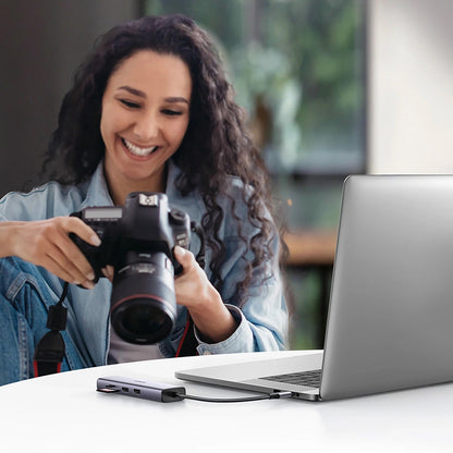 Hub USB-C UGREEN CM512, 2 x USB-A 3.0 - 1 x USB-C - 1 x HDMI - 1 x SD - 1 x microSD - RJ45, Gris