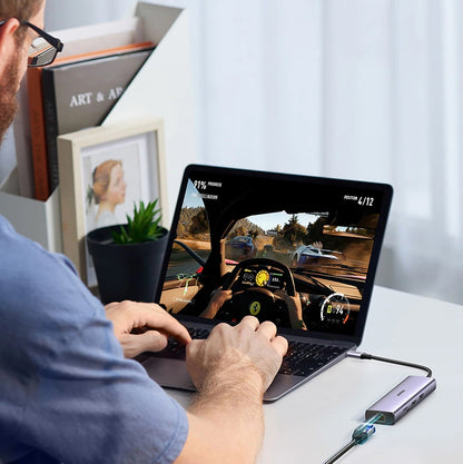 Hub USB-C UGREEN CM512, 2 x USB-A 3.0 - 1 x USB-C - 1 x HDMI - 1 x SD - 1 x microSD - RJ45, Gris