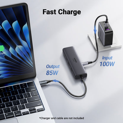 Hub USB-C UGREEN CM512 (45000), 2 x USB-A 3.2 - 2 x USB-C - 1 X HDMI - 1 x RJ45, Gris