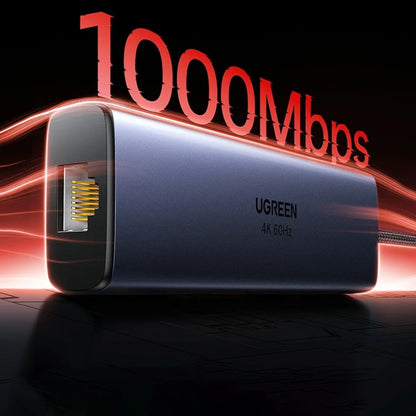 Hub USB-C UGREEN CM512 (75643), 6 en 1, Gris