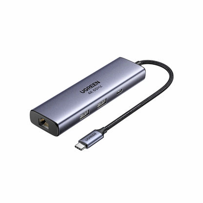 Hub USB-C UGREEN CM512 (75643), 6 en 1, Gris