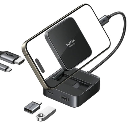 Hub USB-C UGREEN CM801, 1 x USB-A 3.0 - 2 x USB-C - 1 x HDMI, Gris